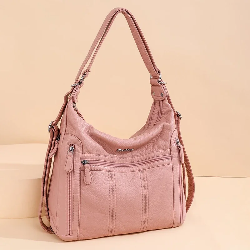 

Annmouler 2022 Large Capacity Women Handbag Pu Leather Crossbody Bag Female Multifunction Shoulder Bag Pink sac a main femme