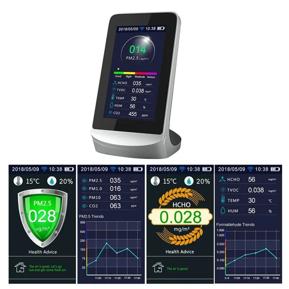 DM72B Внутренний Wi-Fi Датчик качества воздуха CO2 многофункциональный PM1.0 PM10 PM2.5 TVOC