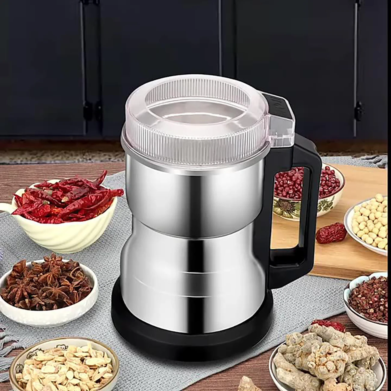 

220V 350W Electric Grinding Machine Coffee Bean Materials Grain Grinder Dry Kitchen Cereal Nuts Beans Spices Grains Mill EU