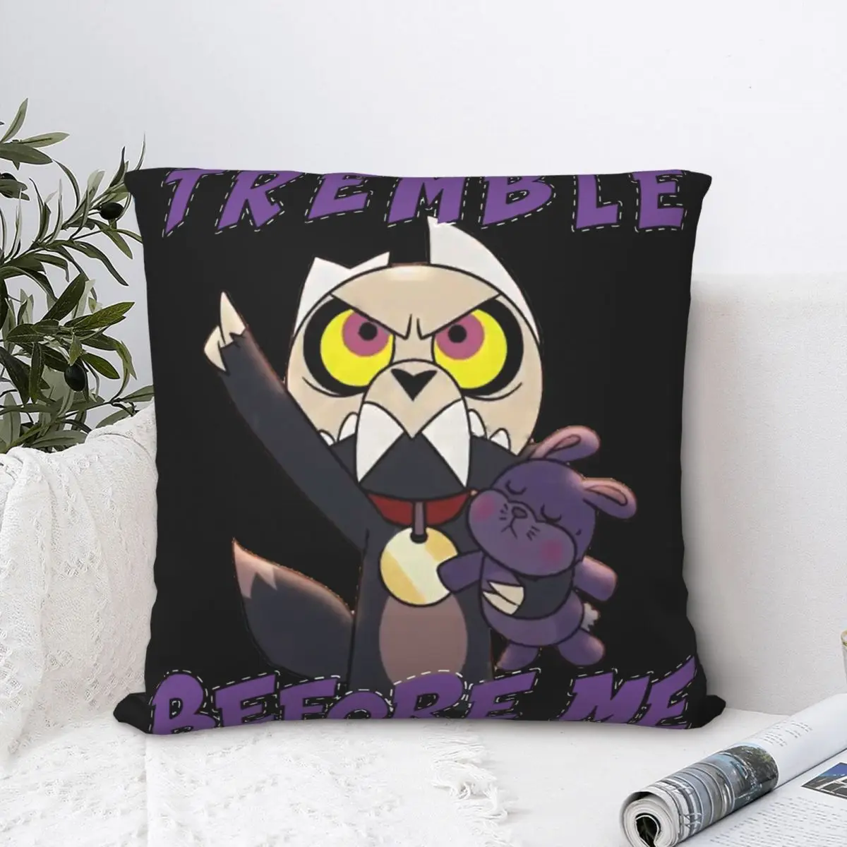 

Tremble Before Me Pillowcase The Owl House Fantasy Cartoon Backpack Cushion For Bedroom Printed Car Coussin Covers Decorative