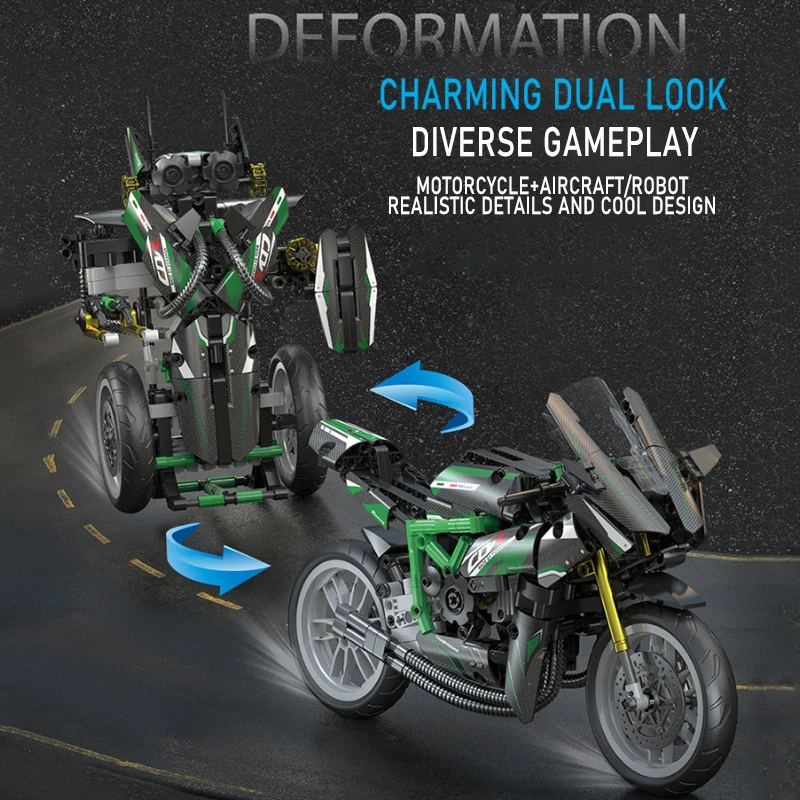 

Motorcycle Helicopter Deformation Model Assembly Toys Creativity Small Particle Pendant Building Blocks Birthday Gifts For Boys
