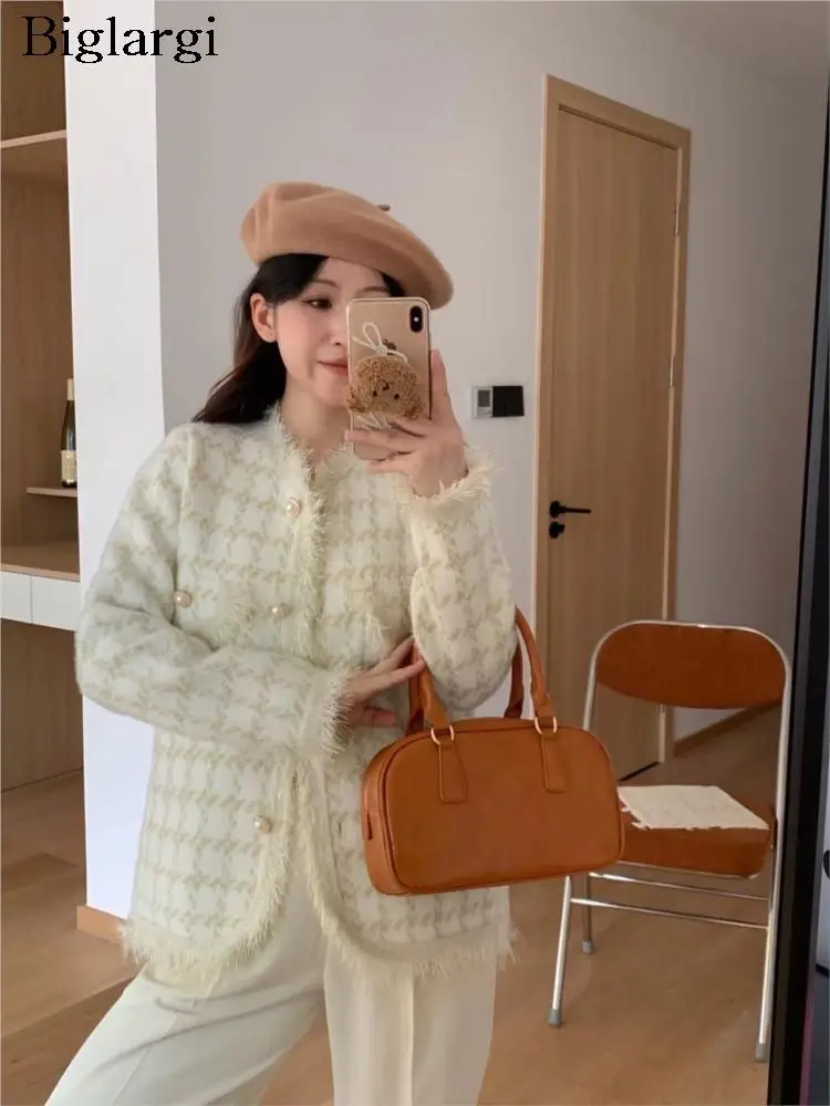 

Autumn Short Woolen Jacket Coat Women Plaid Elegant Ladies Coats Casual Fashion Woman Coats 2023 Manteau Femme