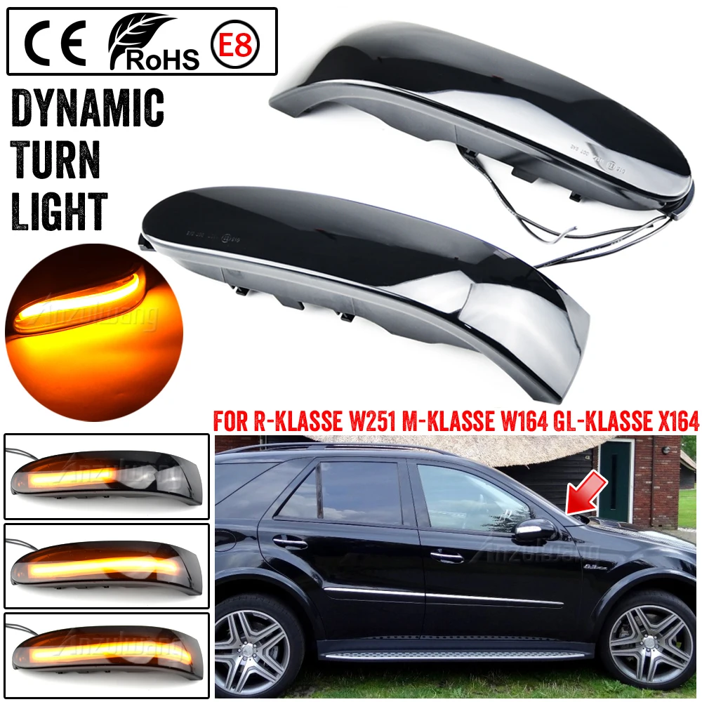 

2X LED Dynamic Turn Signal Light Sequential Mirror Blinker Lamp For Mercedes-Benz M ML GL Class W164 X164 W251 ML350 ML300 R300