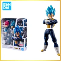 Bandai Genuine Dragon Ball Anime S.H.Figuarts Vegeta IV Action Figures Collectible Model Super God Blue Hair Toys Gifts for Kids