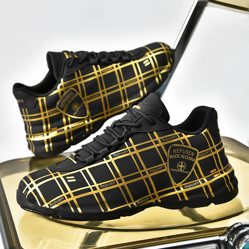 

Men's Shoes Leather Plaid Original Designer Men's Sneakers 2023 New Non-slip Luxury Casual Sneakers Running Shoes Zapatillas