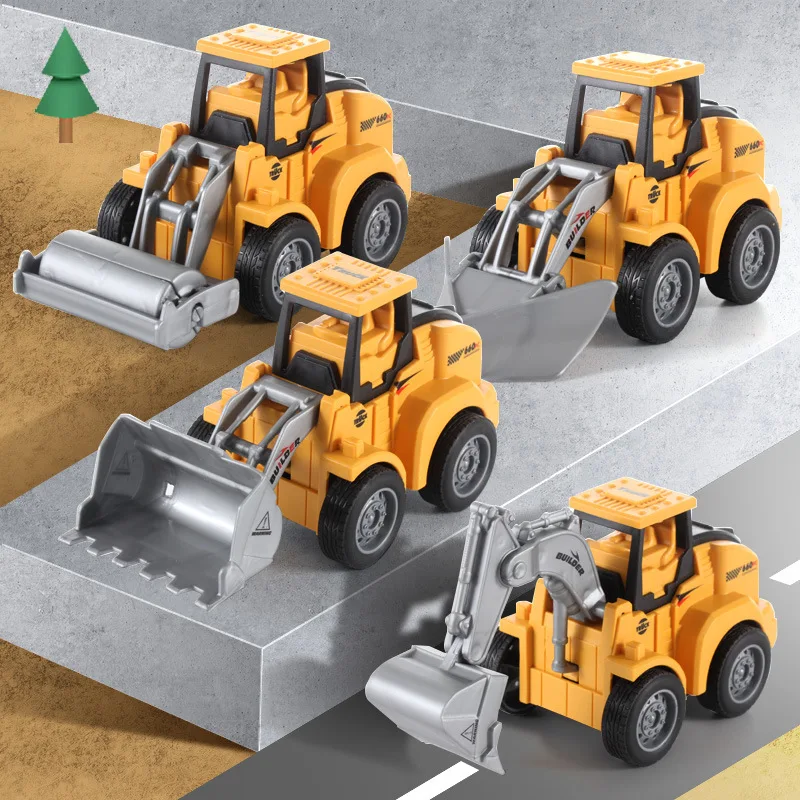 

Press Engineering Vehicle Boys Children's Toy Push Excavator Toy Car excavator bulldoze rroller snow clearer for child