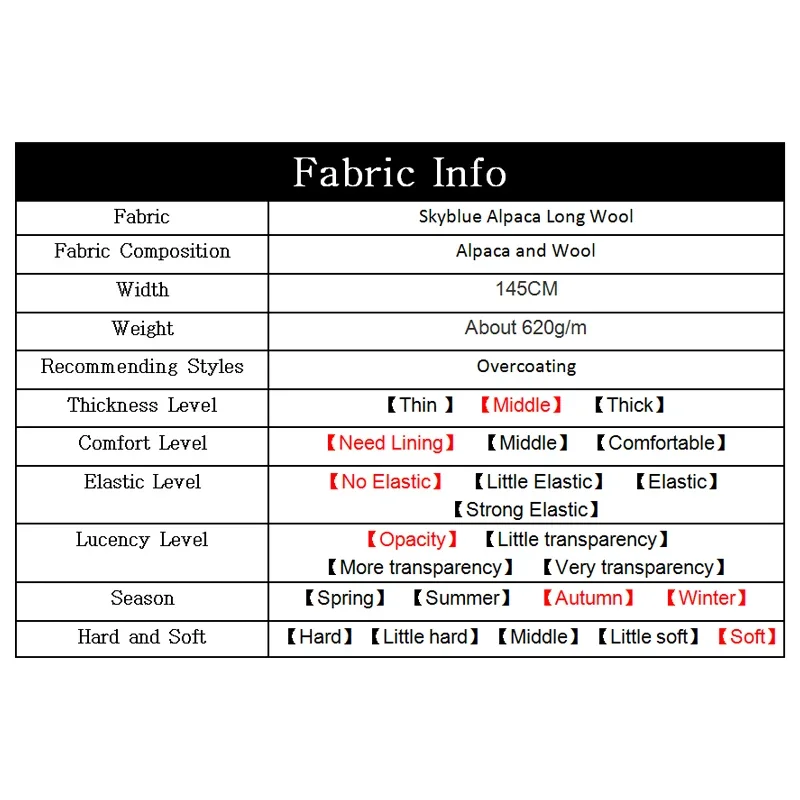 Длинная шерстяная ткань Redraspberry небесно-голубого цвета альпака женская зимняя