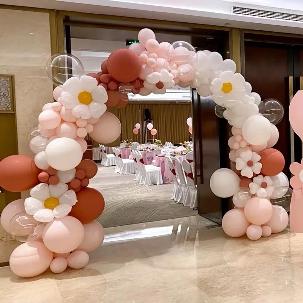 

Foil Daisy Sunflower Balloons Arch Set Retro Bean Paste White Pink Balloons Perfect for Wedding Birthday Party Baby Shower Decor