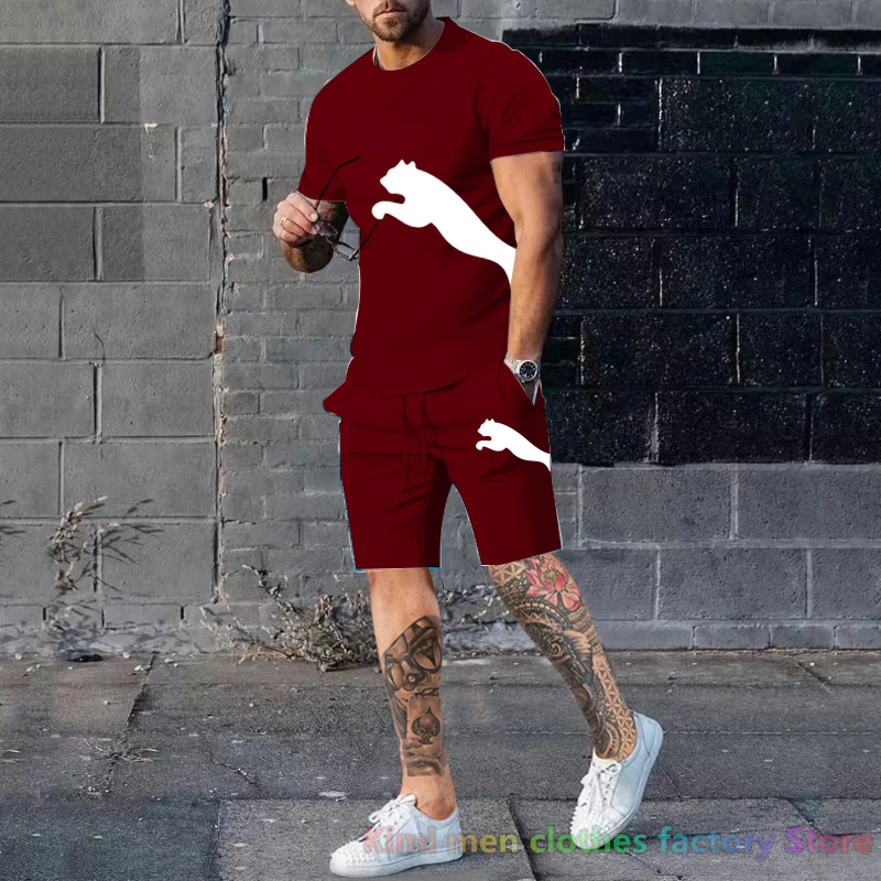 Cotton Set 2023 New Summer Sportswear Tracksuit Men Oversized Brand printing TShirts Shorts Sets 2 Piece Outfits Sets for Men