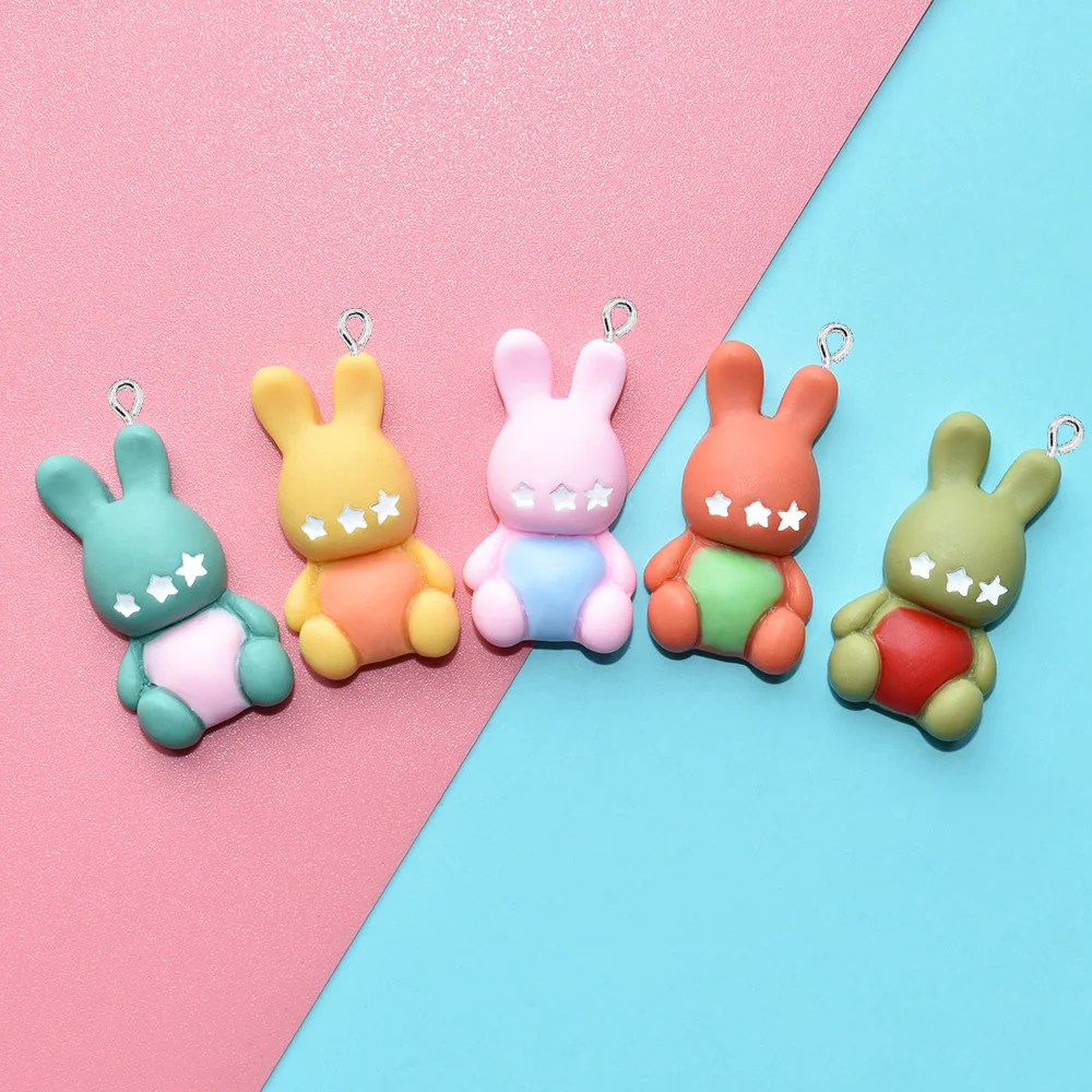 

10 шт. Мультяшные милые кролики из смолы, подвески для сережек, ожерелий, брелоков, аксессуары «сделай сам», подвеска для изготовления ювелир...