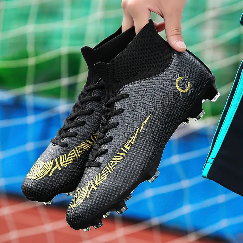 

Men Soccer Shoes Artificial Grass TF/FG Superfly High Top Kids Crampons Outdoor Sock Cleats Shoes Free Shipping Football Boots