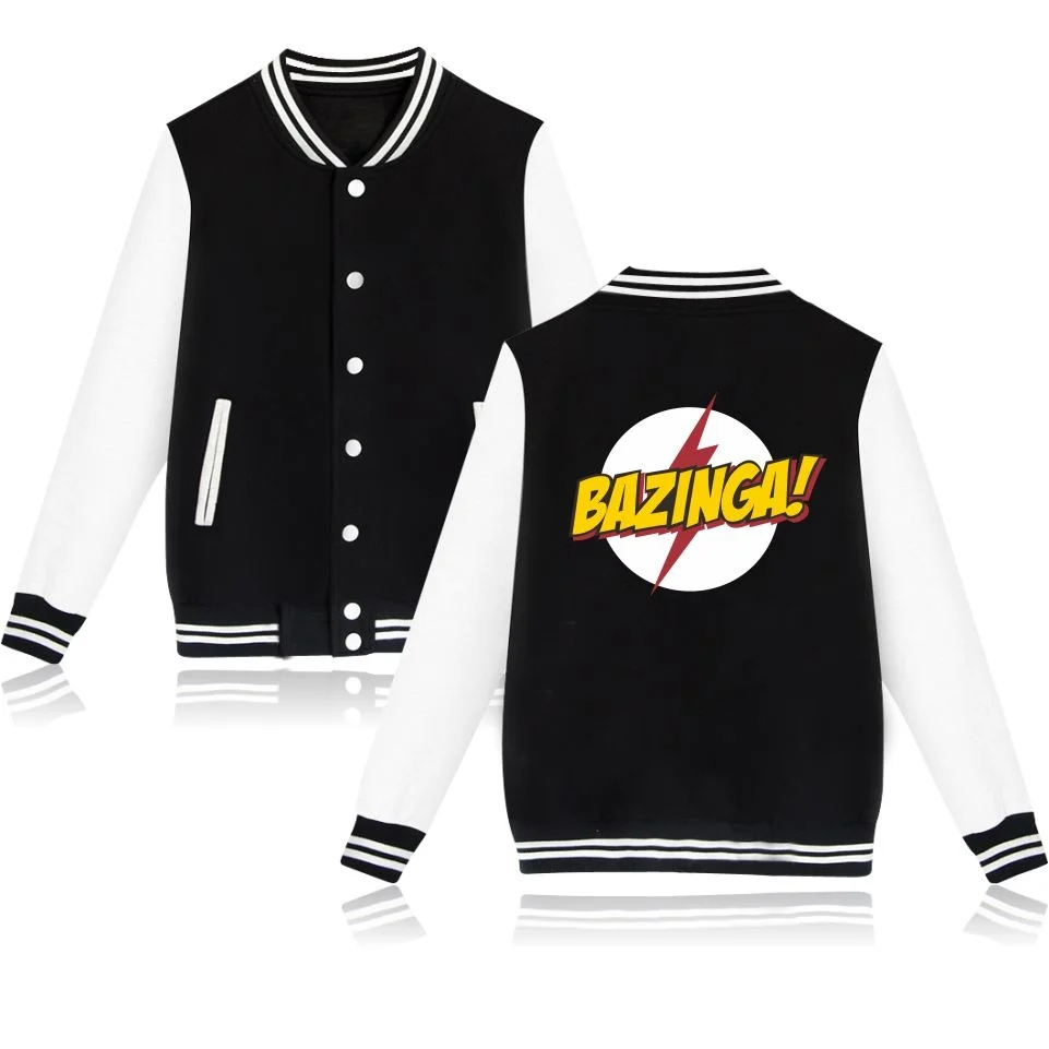 

2022 Newest Fashion The B-Big Bangs Theory Bazinga Design Men Baseball Jacket Winter Long Sleeve Casual Sportswear Pullover