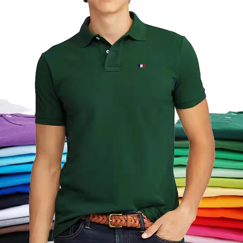 High Quality 100% Cotton Summer Classic Brand Men's Short Sleeve Polos Shirts S-5XL Casual Lapel Male Tops Fashion Clothes