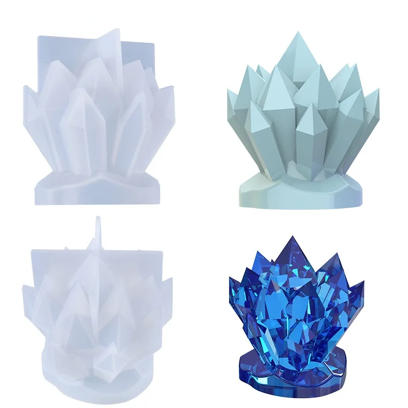 

DIY Crystal Epoxy Mold Crystal Cluster Decoration Mould Silicone Mold for Candle Decoration 3D Candle Making Ice Soap Molds