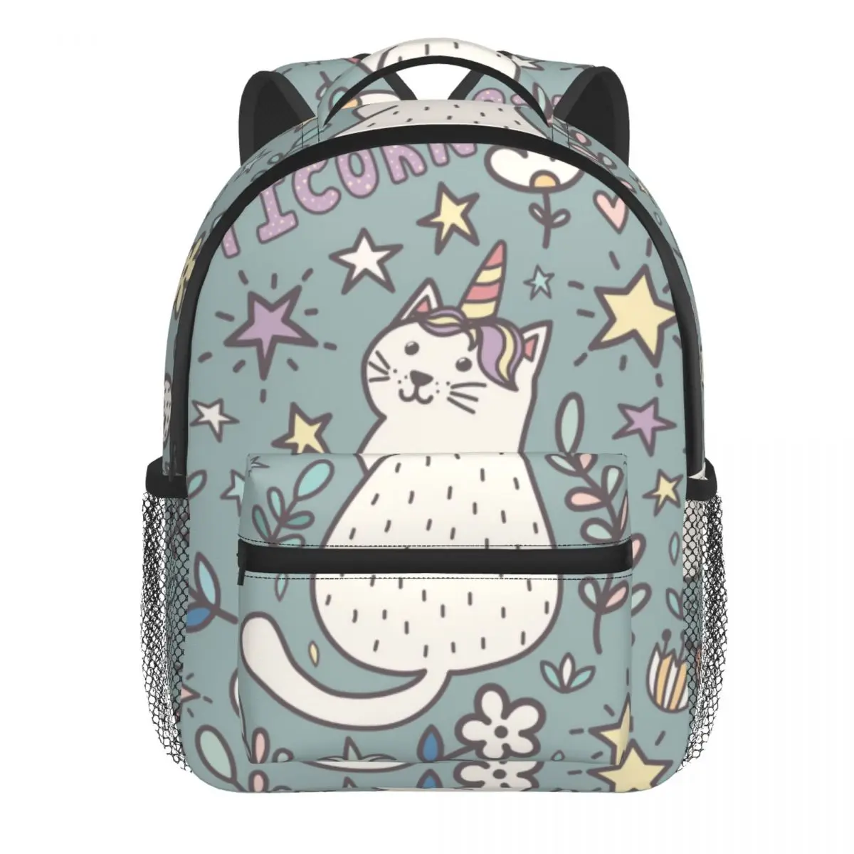 Cat Unicorn Magic Pattern Kids Backpack Toddler School Bag Kindergarten Mochila for Boys Girls 2-5 Years
