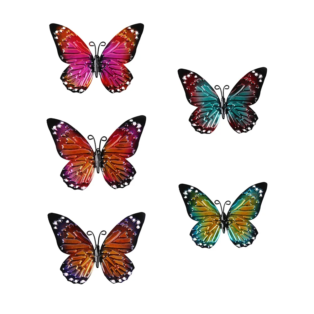

5 Pcs Inspirational Sculpture Decorative Outdoor Metal Animal Wall Ornament Garden Butterflies Statue