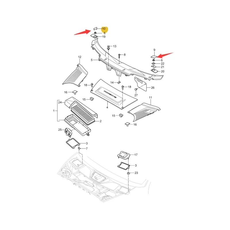 Подходит для Porsche 997 987 986 крышка дефлектора стеклоочистителя Carrera Boxster. 99757256904 FMT