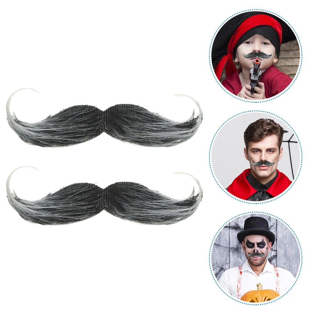 

2pcs Fake Beard Prop Simulated Mustache Prop Halloween Party Cosplay Fake Beard Decoration Hairpieces