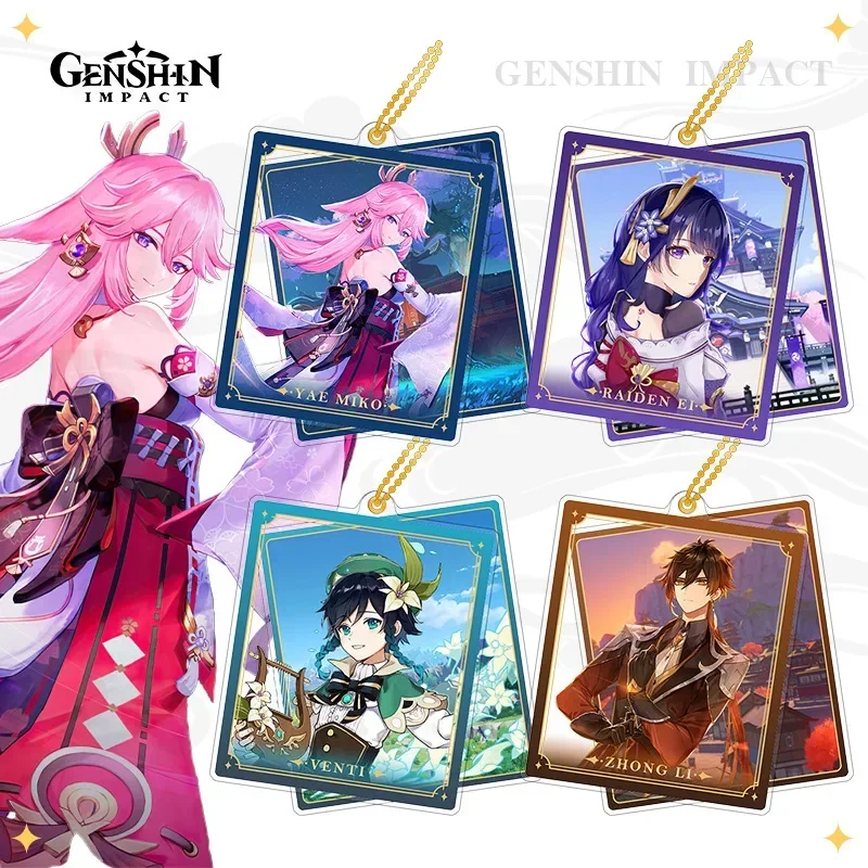 Genshin Impact тематический аниме серии бипластин прозрачная карта Zhongli Hutao Yae Miko