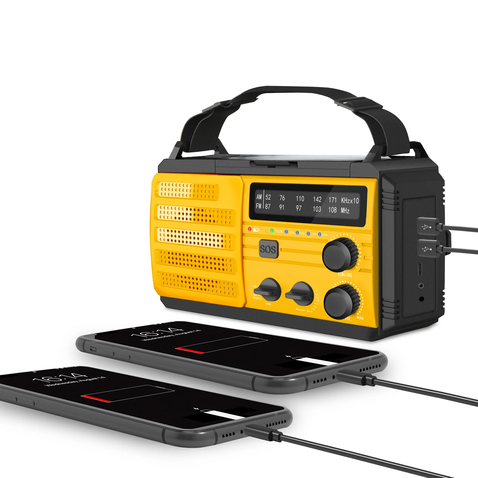 

8000mAh Solar Radio AM/FM/NOAA Radio Hand Crank Rechargeable Outdoor Emergency Radio with Flashlight SOS Alarm Solar Powerbank