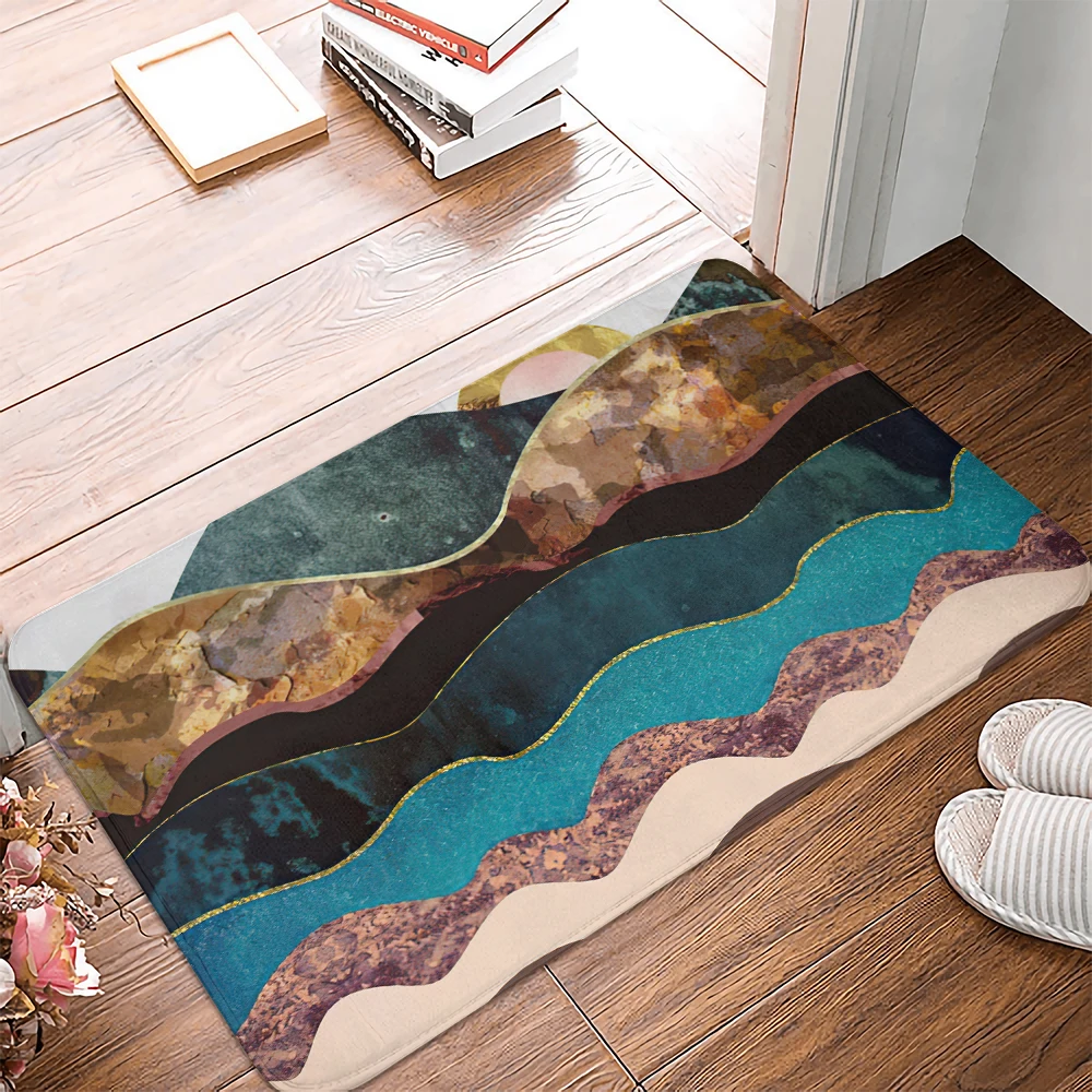 

Marble Grain Kitchen Mat Home Bedroom Living Room Carpet Entrance Decoration Floor Doormat Balcony Bathroom Anti-Slip Long Rug