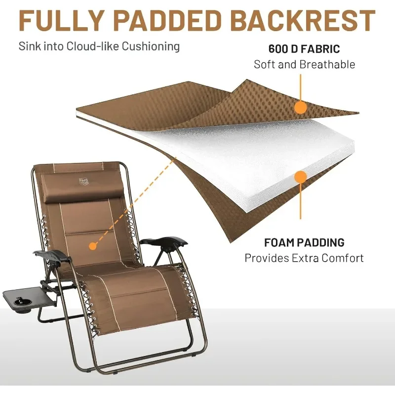 ting grawitacyjny rozkładany stolik boczny z pełnym wyściełanym fotelem wypoczynkowym do trawnika na patio kempingu