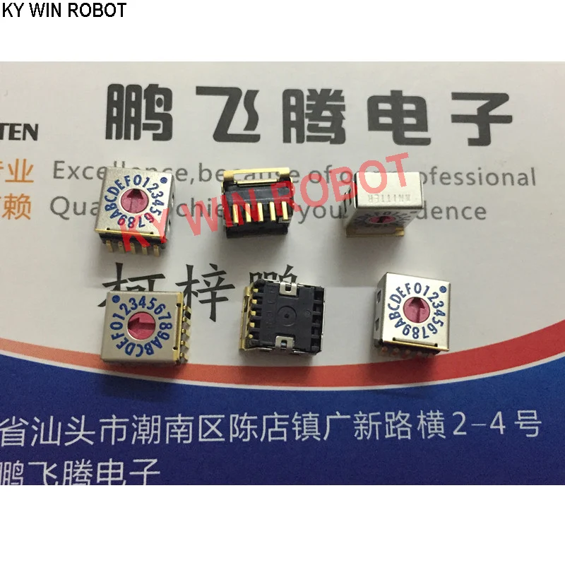 

1PCS Japan SMRR7116C-1E 0-F/16 bit rotary dial coding switch 5 feet inverse code gold-plated feet one side