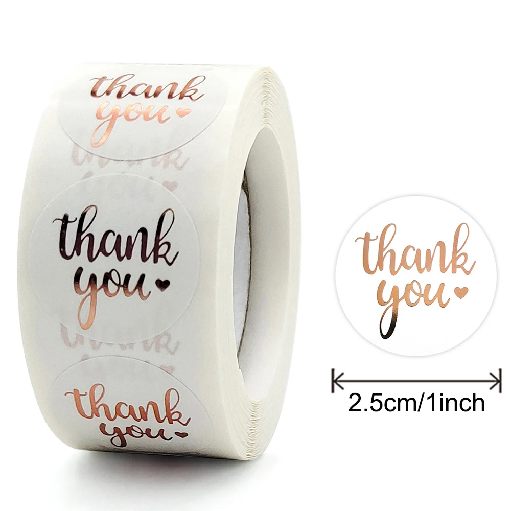 

Розовые золотые наклейки "Спасибо", 500 шт