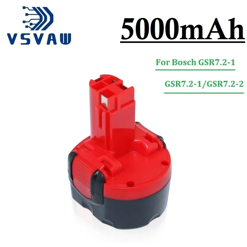 

VSVAW NI-MH 5000mAh 7.2V Replacement Battery For Bosch 2 607 335 587 Bosch 2607335587 BH-744 B-8308 GSR7.2-1/GSR7.2-2