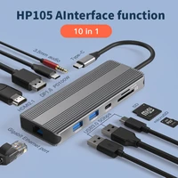 new portable usb type c to hdmi compatible adapter 10 in 1 ports type c adapter 4k 120hz dual screen 8k dp port laptop display