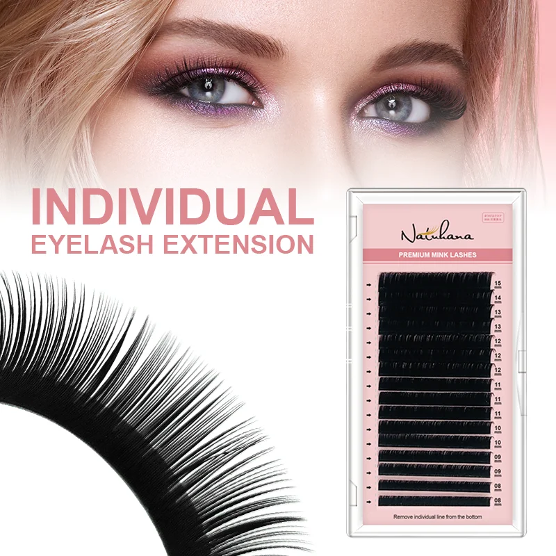 

NATUHANA Mink Lashes 8-25 Mixed 16Rows Fake Eyelash Extension Maquiagem Cilios Individual False Eyelashes Supplies Makeup