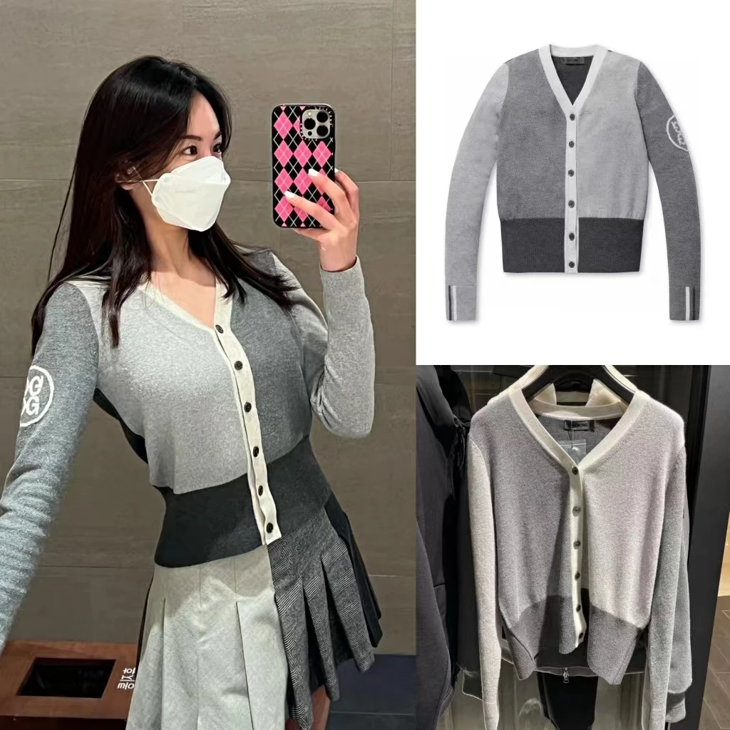 

Golf Women's Wear Color-block Stitching Jacket Cardigan Long-sleeved Autumn and Winter New Soft