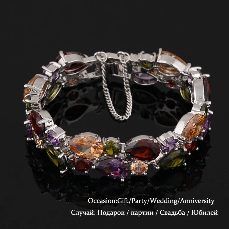 New White Rose Gold Color Mona Lisa Bracelets Bangles with Multicolor Zircon Fashion Jewelry for Women Friendship Charm Bracelet |