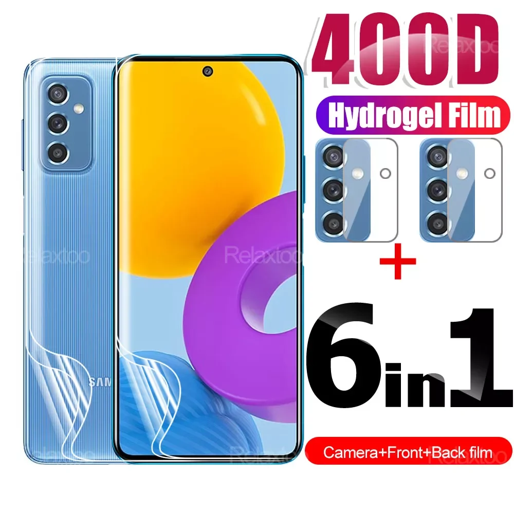 

6 IN1 Phone Hydrogel Film For Samsung M32 M52 5G HD Back Front Screen Protective Film Camera Film Sumsung M02 M12 M22 Not Glass