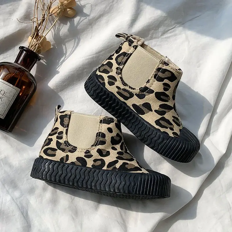 

Canvas Spring and Autumn High Top Canvas Shoes Medium Heel Cotton Warm Soft Sole Cute Cookie Shoes for Boys and Girls ZB