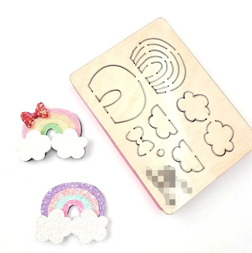 

Diy Knife Mold Cloud Rainbow Wooden Cutting Dies Non-woven Leather Cutting Hair Clips Suitable Common Big Shot Sizzix Machines