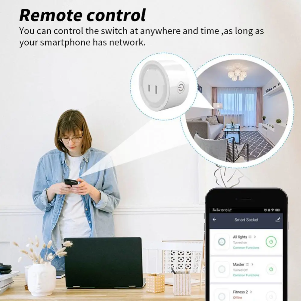 

1-10A WiFi Smart Socket Timer Function JP Plug Tuya Smart Life App Control Voice Control Works With Alexa Google Home
