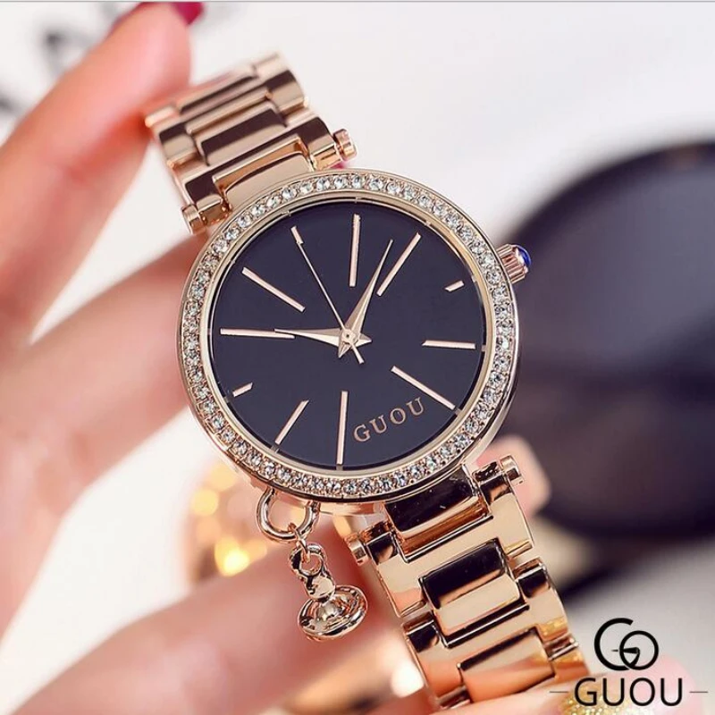 

GUOU Brand Luxury Diamond Watch Rose Gold Watch Women Watches Women's Watches Clock bayan kol saati relogio feminino reloj mujer