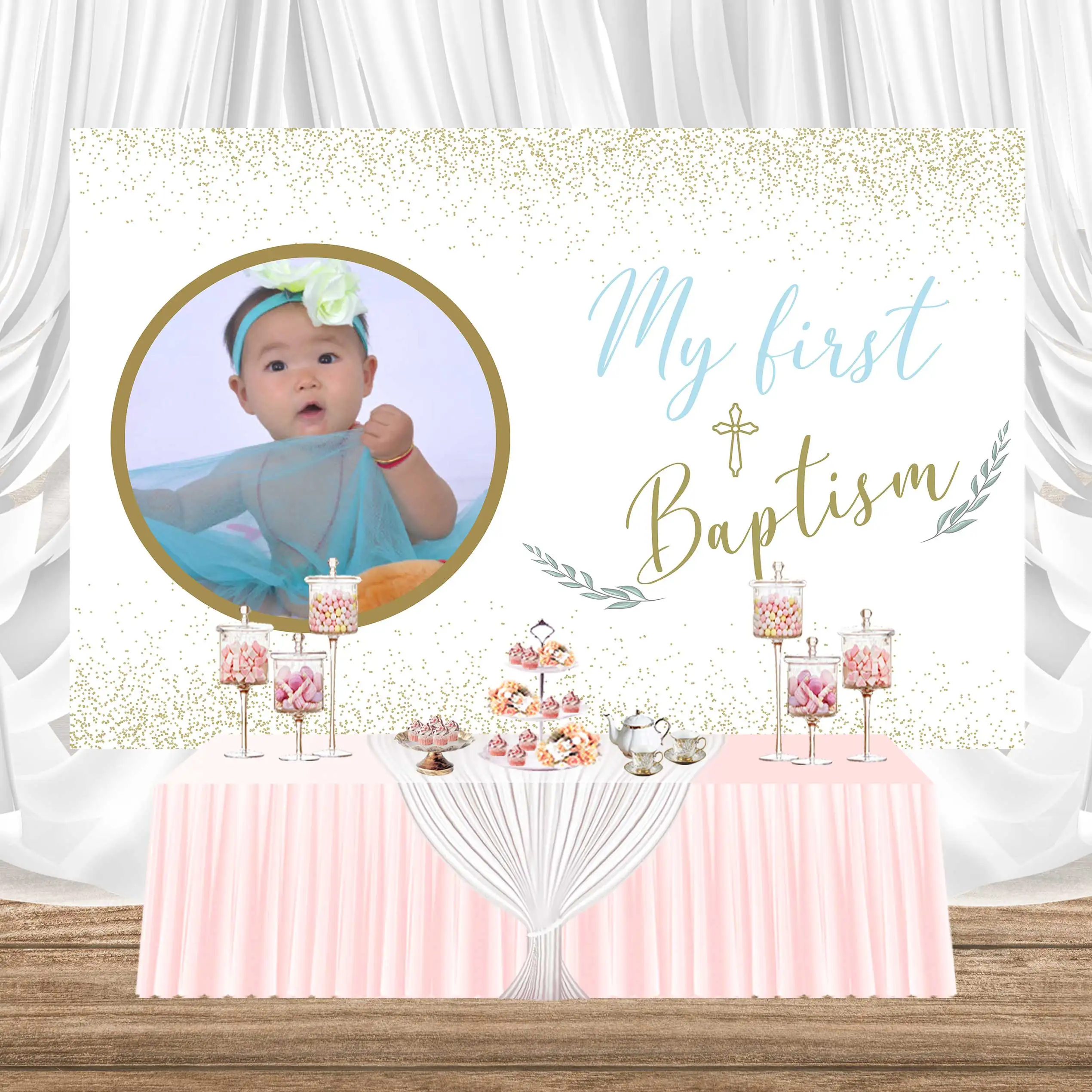 Фотофон SeekPro в розовую точку с моими первыми зубьями для детской фотосъемки |