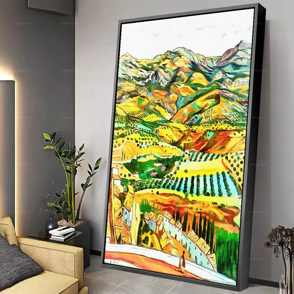 

Forbeauty Картина на холсте с распылителем в виде желтых домиков, водонепроницаемая и легкая Настенная картина маслом, постер для декора комнат...