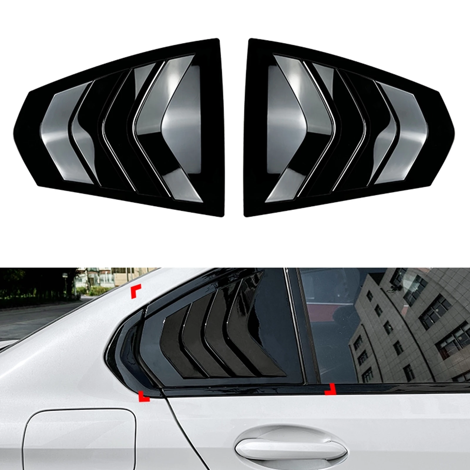 

Rear Window Side Louver Shutter Trim Windshield Cover Shade Blind For BMW 3 Series G20 320i 325i 330i M340i 2019 2020 2021 2022