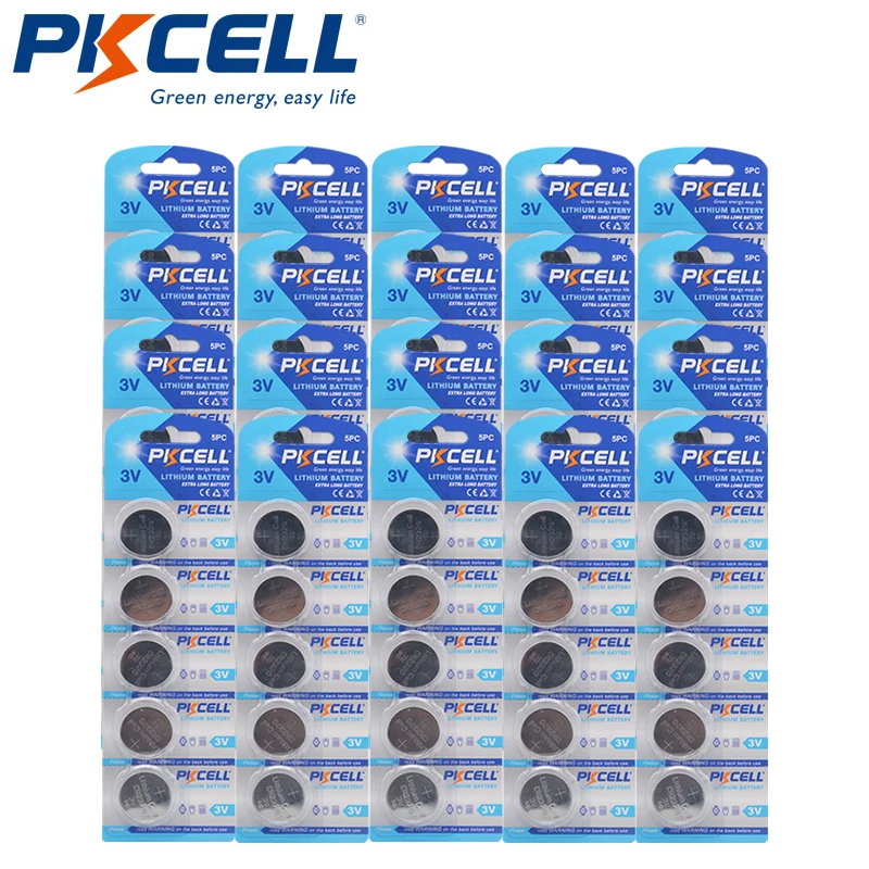 

100pcs/20card PKCELL CR2320 Lithium Battery LiMnO2 Watch Button Cell For car key High-Performance Button Battery coin cell 13Ah