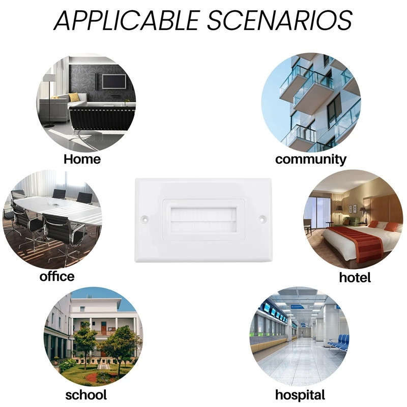 3 Pack Single Brush Wall Plate With Gang Low Voltage Mounting Bracket Cable Pass Through Insert For Wires