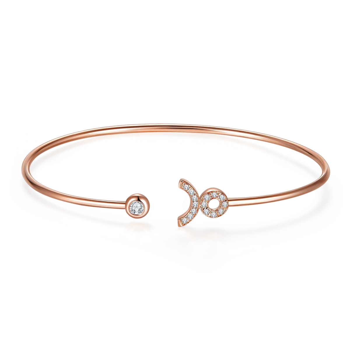 

2022 Lab Created Diamonds Taurus Bangles 18K Rose Gold Women 12 Constellations Jewelry Bracelet