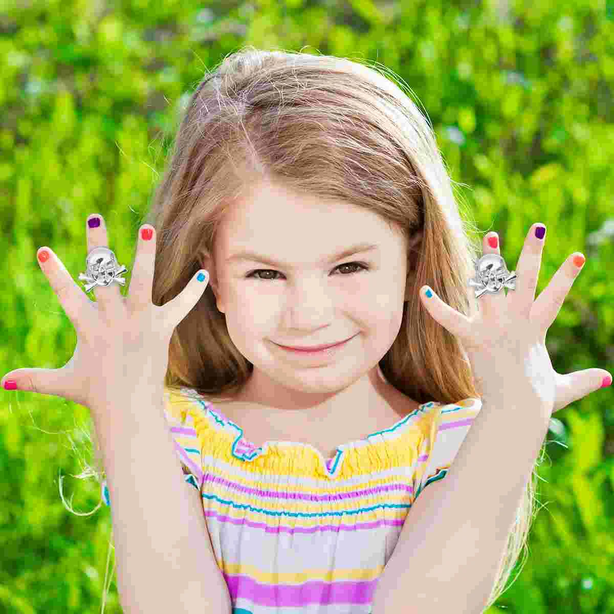 

24pcs Kids Pirate Rings Pirate Finger Rings Pirate Dress UP Accessories Silver