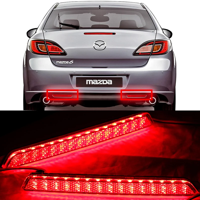 2PCS Led Rear Bumper Reflectors Light For Mazda 2 3 6 Auto Brake Signal Lamp Cornering Warning Tail Lights Car Accessories 12V