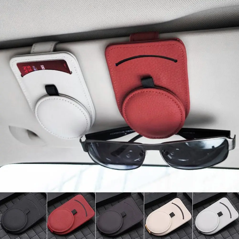 

Leather Car Visor Glasses Holder Glasses Accessories Multifunction Mount Interior Auto Clip Storage Portable I2b3