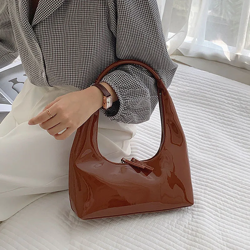 

Роскошные дизайнерские женские сумки через плечо из лакированной кожи, весна 2022, винтажная сумка через плечо под подмышку, модные женские д...