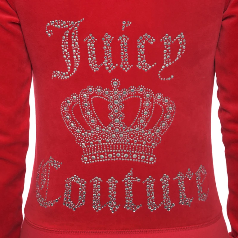 Juicy Apple 2022 TRACKSUIT Woman two piece sets outifits velvet zipper hoodie womens sportwear suit crop top trousers Female set