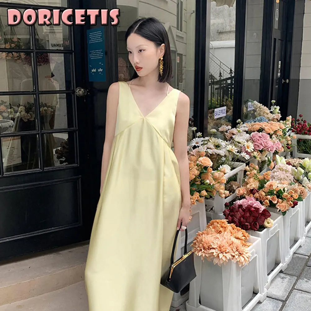 Maternity Dress Solid Color V Neck Backless Suspender Skirt Summer New Female Clothes Prengnant Sexy Style Dress Women Clothing